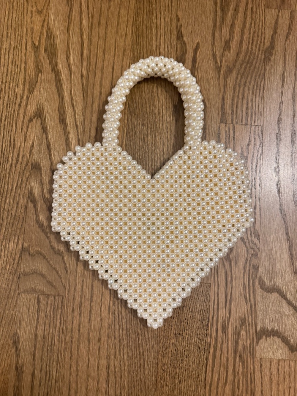 a new day Pearl Beaded Heart Clutch in Ivory